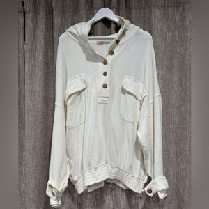 Free People beach Henley hoodie terry cloth